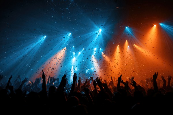 summer events at acrisure arena lights inside arena